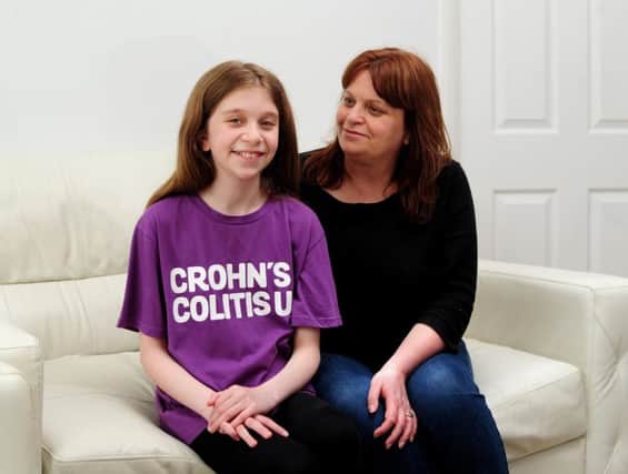 Evie Addelman aged 12 who suffers from Crohns disease, is pictured with her mum Ruth at there home at LeedsPicture by Simon Hulme