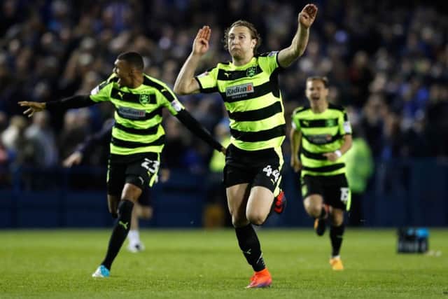 Huddersfield Town's Michael Hefele celebrates after Huddersfield  defeated Sheffield Wednesday on penalties (Picture: PA)