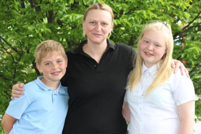 Rebecca Dalton with her children Louise and Benjamin
