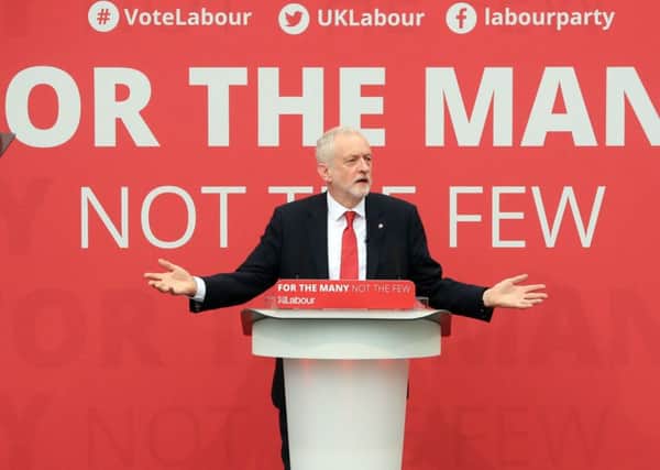 Jeremy Corbyn unveiling Labour's manifesto in Bradford.