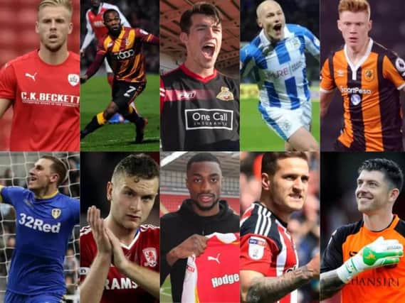 The ten contenders: Barnsley's Mark Roberts, Bradford City's Mark Marshall, Doncaster Rovers' John Marquis, Huddersfield Town's Aaron Mooy, Hull City: Sam Clucas, Leeds United's Chris Wood, Middlesbrough's Ben Gibson, Rotherham United's Semi Ajayi, Sheffield United's Billy Sharp and Sheffield Wednesday's Keiren Westwood