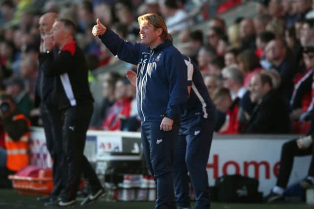 Bradford manager Stuart McCall on the touchline in the second leg against Fleetwood (Picture: PA)