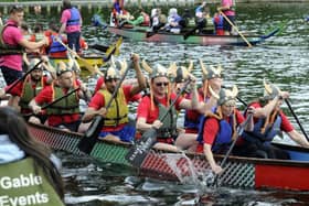 Dragon Boat racing at Roundhay Park, Leeds.