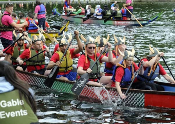 Dragon Boat racing at Roundhay Park, Leeds.