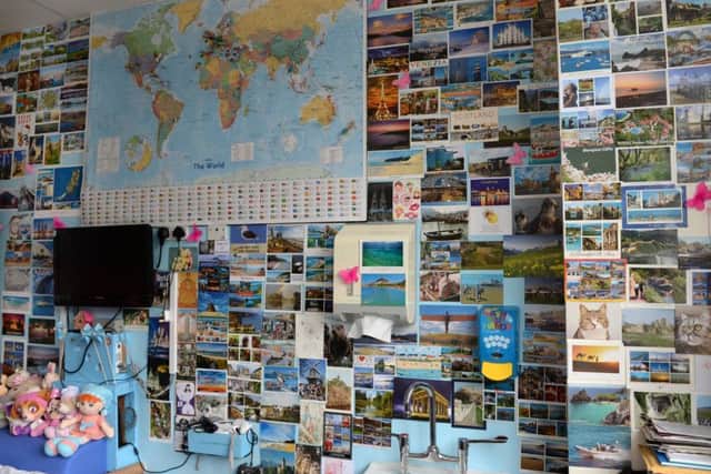 Two-year-old Jessie Stocks from Barnsley, a cancer sufferer who has been in hospital for 17 months, has been sent hundreds of postcards from around the world to brighten up her room in Sheffield Childrens Hospital, after an online appeal by her mum reached over 500,000 people on the YP Facebook page.
19 May 2017.  Picture Bruce Rollinson