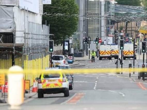 Police in the vicinity of the arena in Manchester