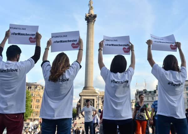 A peace vigil in London following the Manchester Arena terror atrocity.