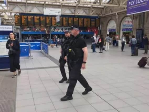 Armed officers at Sheffield Railway Station.