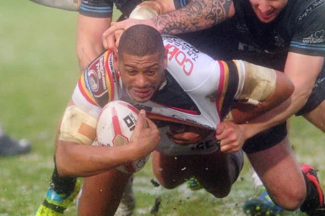 Leon Pryce, in action for Bradford Bulls against Rochdale Hornets earlier this year. Picture: Simon Hulme