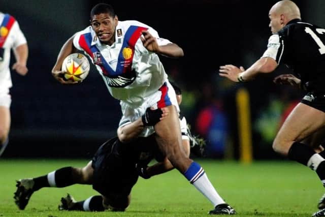 Leon Pryce, in action for Great Britain against New Zealand at Ewood Park, Blackburn in November 2002. Picture: PA.