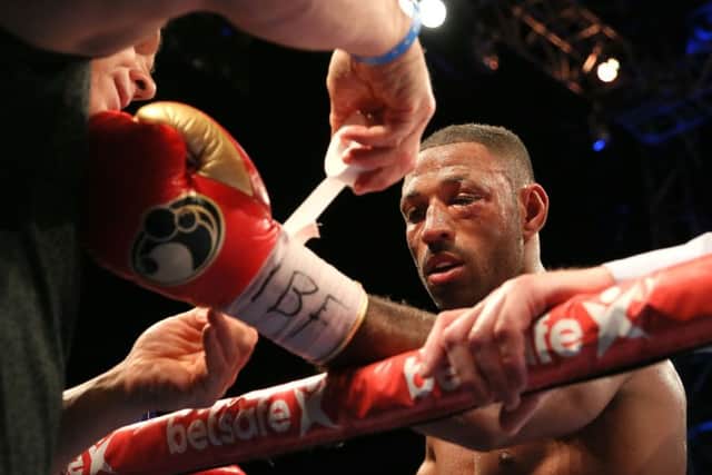Kell Brook gets some attention in between rounds at Bramall Lane. Picture: Richard Sellers/PA.