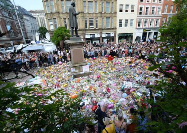 A shrine to victims of the Manchester atrocity.