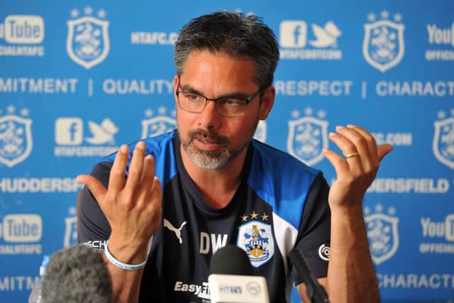 Head coach David Wagner speeks to the media at Huddersfield Town's pre-Wembley press conference at the club's training centre.  Picture: Tony Johnson.
