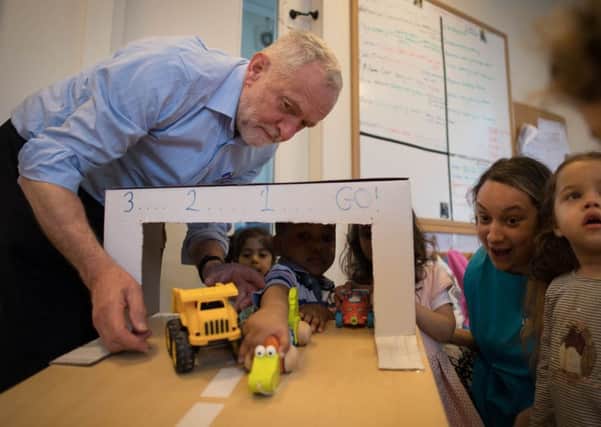 Labour leader Jeremy Corbyn meets staff and children at Marsham Street Community Nursery in Westminster, London, during a General Election campaign visit to highlight the party's pledge to overhaul childcare provision by rolling out free care to all two to four-year-olds.