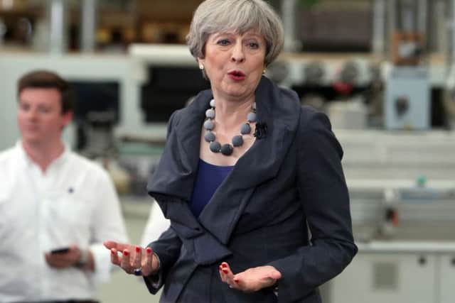 Theresa May delivers a speech in Pontefract yesterday.
