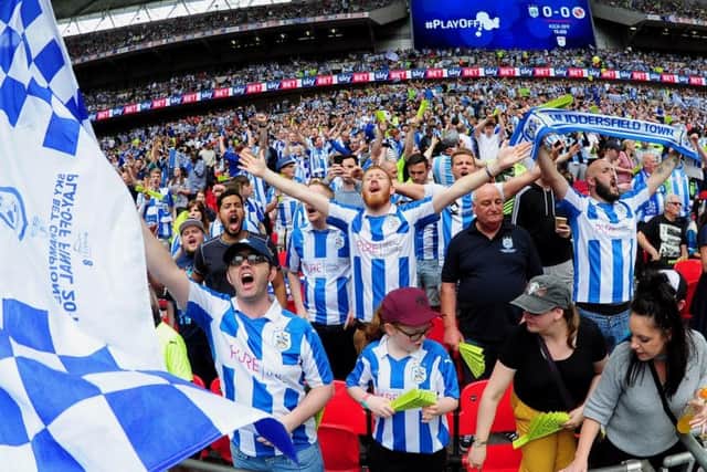 Huddersfield Town fans at Wembley (Picture: Simon Hulme)