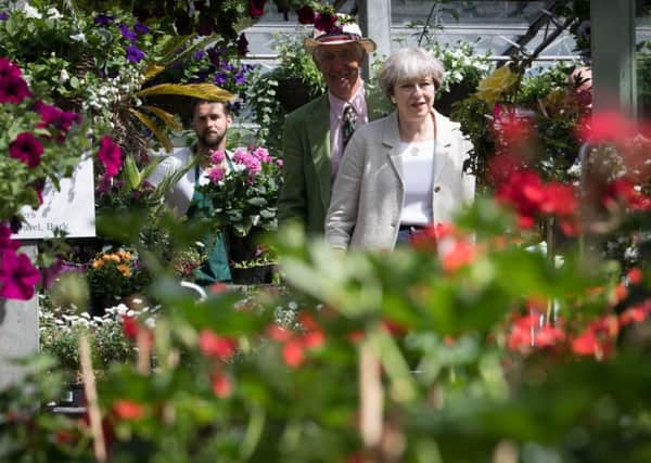 Theresa May on the campaign trail in Penistone on Saturday.