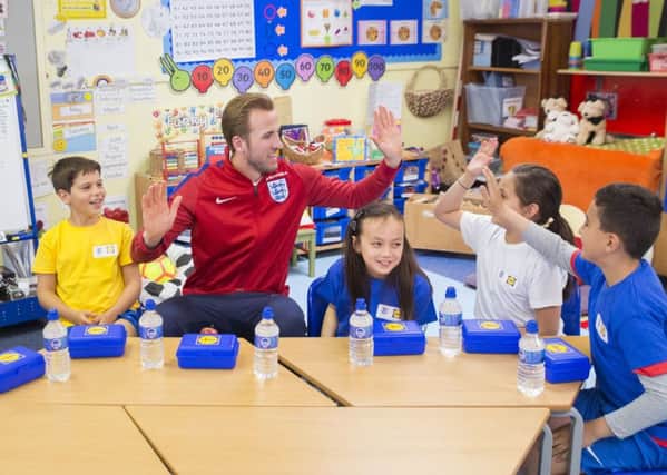 England's Harry Kane during a school event in Walthamstow, London.