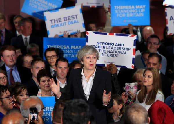 Theresa May, speaking at a campaign event in Bradford on Monday.