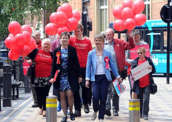 Labour candidates Yvette Cooper and Mary Creagh campaigning in Wakefield