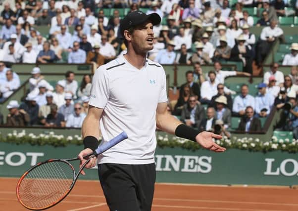Time out: Andy Murray questions being given a time violation in his quarter-final match with Kei Nishikori at Roland Garros. (Picture: AP)
