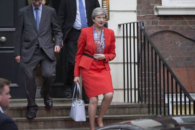 Prime Minister Theresa May leaves Conservative Party HQ in Westminster, London, as her future as Prime Minister and leader of the Conservatives was being openly questioned after her decision to hold a snap election disastrously backfired. PRESS ASSOCIATION Photo. Picture date: Friday June 9, 2017. Photo:  Rick Findler/PA Wire