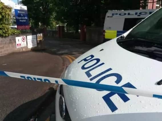 The police cordon outside Chapel Allerton Hospital yesterday.