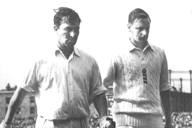 Denis Compton, left, and Peter May