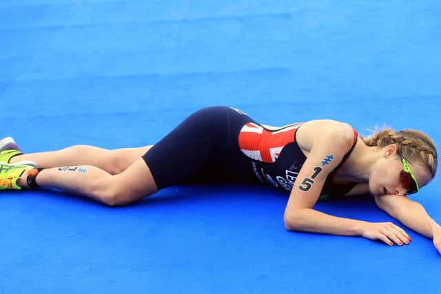 An exhausted Jess Learmonth finishes in a career best sixth (Photo: PA)