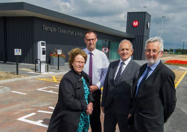 Date: 13th June 2017. Picture James Hardisty. Preview of  LeedsÃ¢Â¬" new, 1,000-space Temple Green Park and Ride, just off Junction 45 of the M1 motorway. Pictured Councillor Judith Blake Leader of Council and Executive Member for Economy and Culture, Chris Powell, Operation Manager Hunslet Park,  Councillor Keith Wakefield, and Councillor Richard Lewis.