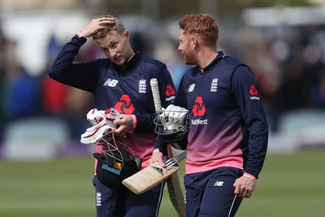 England and Yorkshire's Jonny Bairstow, right, and Joe Root. Picture: David Davies/PA