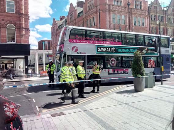 The scene of the crash in Leeds city centre