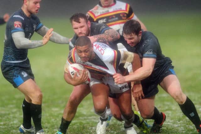 CLOSE TO THE END: Leon Pryce in action for Bradford against Rochdale Hornets in February this year. Picture: Simon Hulme