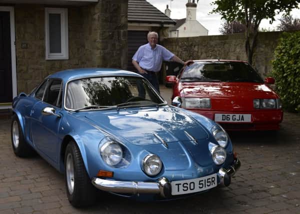 Geoff Hill with the 1976 Alpine A110 and the 1986 Renault Alpine GTA.