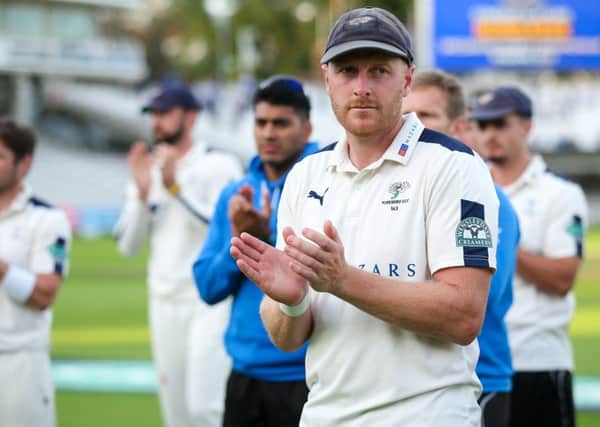 Dejection: Andrew Gale applauds Middlesex for the victory over his team that earned them the 2016 County Championship title last September. He returns to Lords nine months on as first-team coach.
Picture: SWPix.com