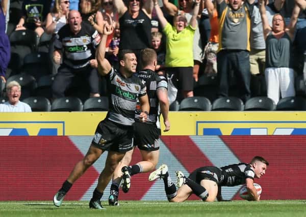 Jamie Shaul of Hull FC scores Hull's fourth try (Picture: SWpix.com)