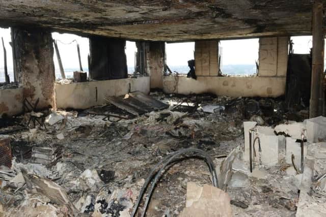 Photo issued by the Metropolitan Police of a burnt-out flat inside Grenfell Tower in west London. Picture: Metropolitan Police/PA Wire