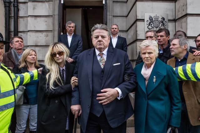 Undated Channel 4 Handout Photo from NATIONAL TREASURE. Pictured: Dee (Andrea Riseborough), Paul (Robbie Coltrane) and Marie (Julie Walters).