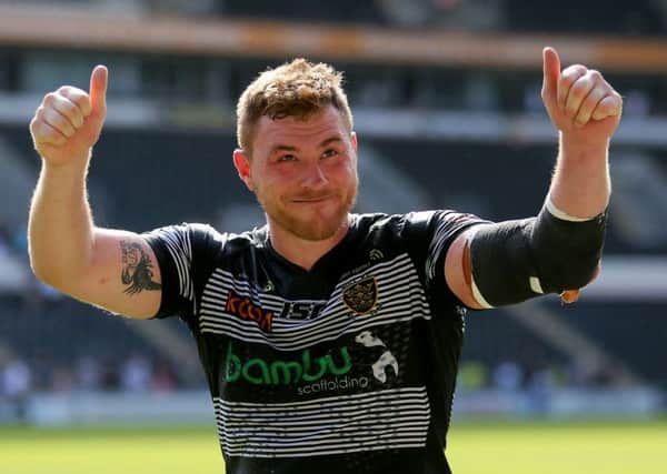 Into the last four: Hull FC's Scott Taylor celebrates after the Challenge Cup quarter-final win against Castleford.
Picture: Richard Sellers/PA