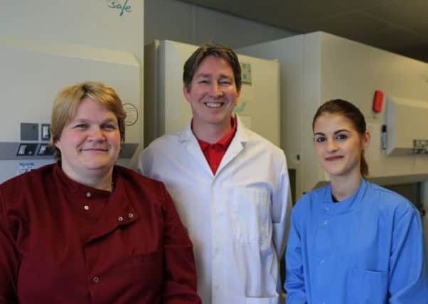 The project team (L-R) Dr Christine Le Maitre, Prof Chris Sammon and PhD student, Abbey Thorpe
