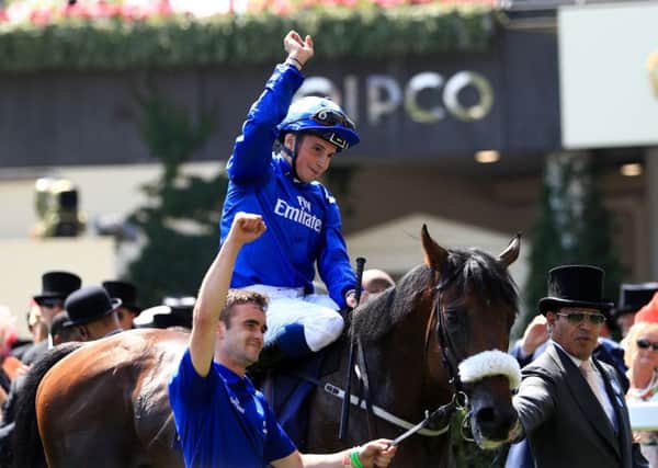 Ribchester ridden by jockey William Buick after winning the Queen Anne Stakes.