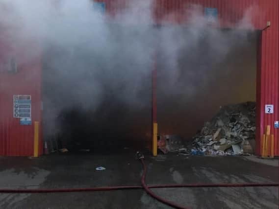Smoke coming out of the waste management site in Stoneferry Road, Hull. Picture: Humberside Fire and Rescue