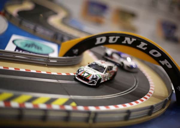 Scalextric electric car racing set Hornby. Photo: Yui Mok/PA Wire