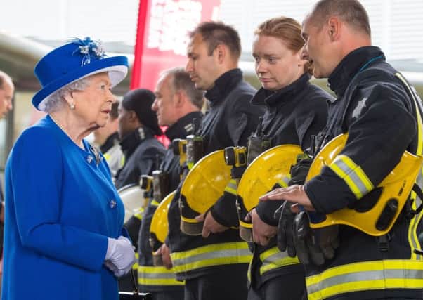 The Queen met firefighters following the Grenfell Tower blaze.