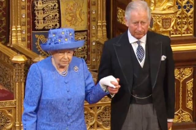 The Prince of Wales and Queen Elizabeth II during Queen's Speech in the House of Lords at the Palace of Westminster in London. Picture: PA Wire