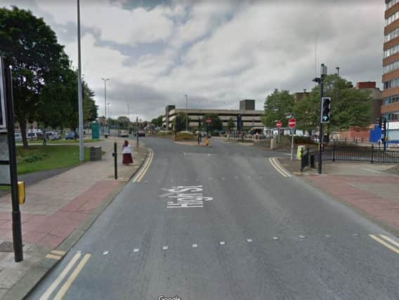 The man was robbed on a pathway off High Street in Huddersfield. Picture: Google