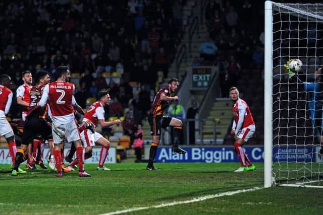 Rory McArdle's header sent Bradford City into the League One play-off final this season