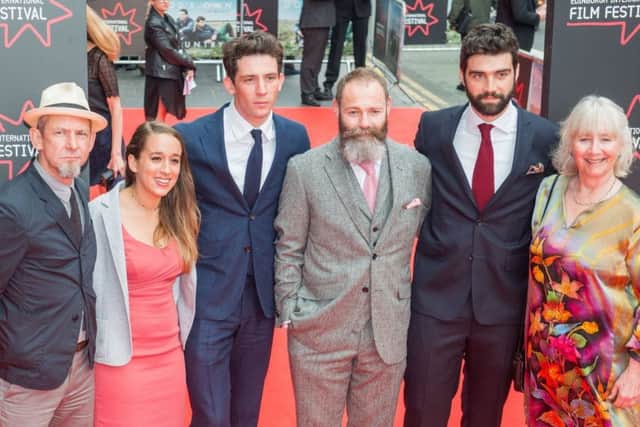 Francis Lee (third from right) with the cast of God's Own Country, at the gala opening of the Edinburgh International Film Festival.  Picture: Ian Georgeson