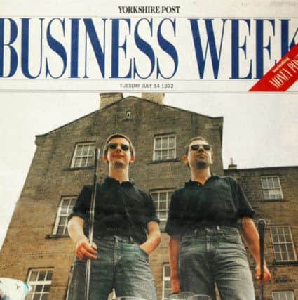 Glassmakers Andrew Sanders and David Wallace posed for the front cover of The Yorkshire Post's Business Week, for the edition of July 14, 1992 as they celebrating the opening of King Street Workshops.