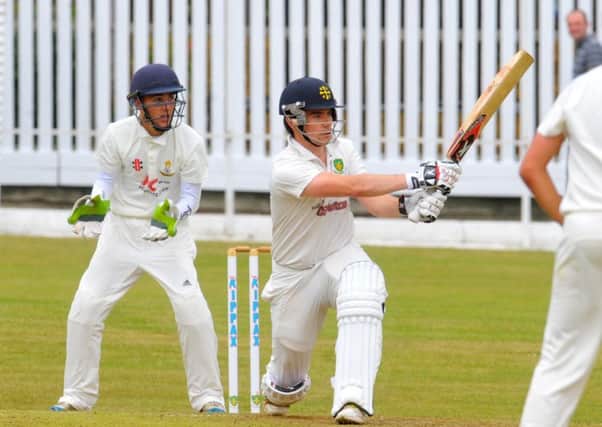 Wrenthope's Jordan Sleightholme on his way to a century against Yeadon (Picture: Steve Riding).